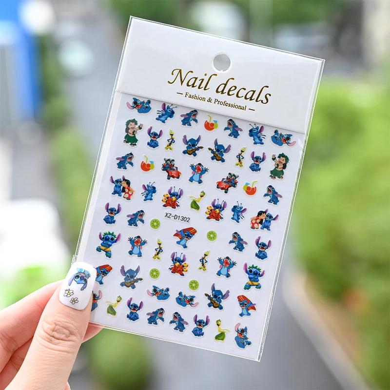 1pc Cartoon Mini Nail Stickers – 3D Cartoon Decal Stickers for Nail Art Decorations