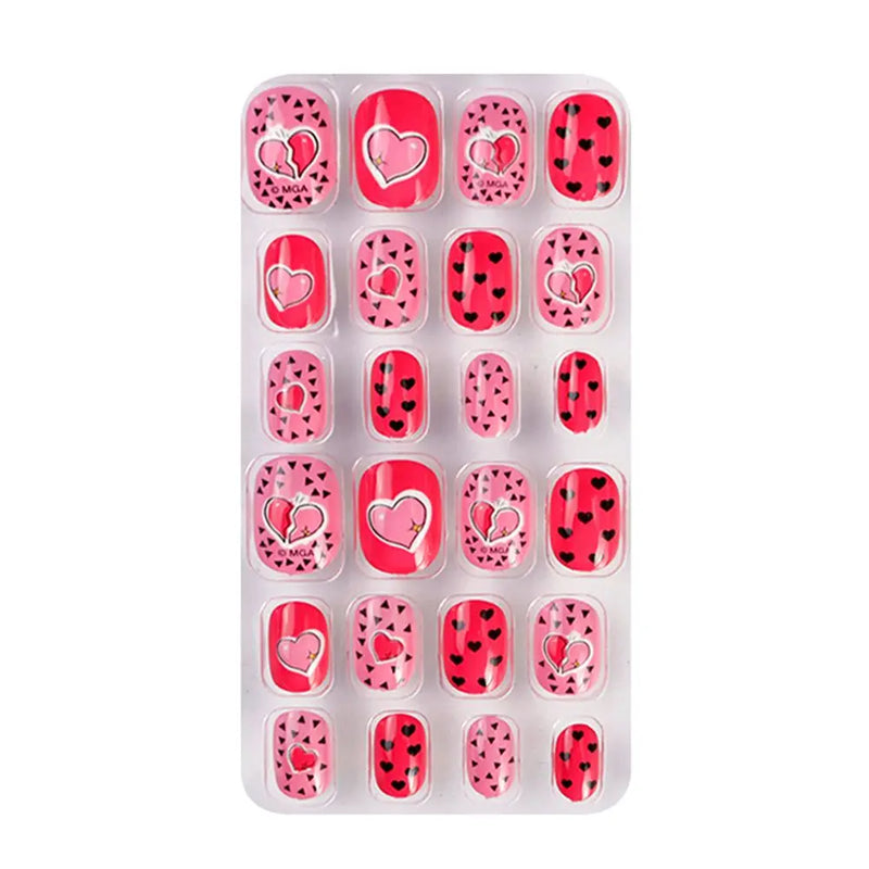 24Pcs Kids Press-On Nails – Cartoon Style, Full Cover Fake Nails, Stick-On Nail Decor for Girls