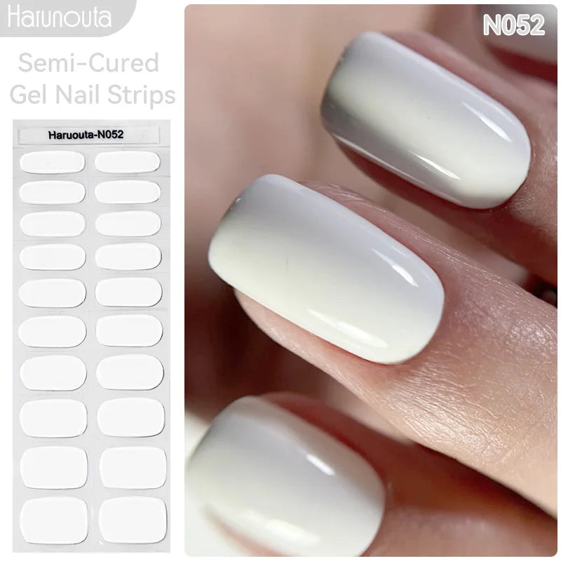 Harunouta Milky Jelly White Semi-Cured Gel Nail Wraps – 20 Tips