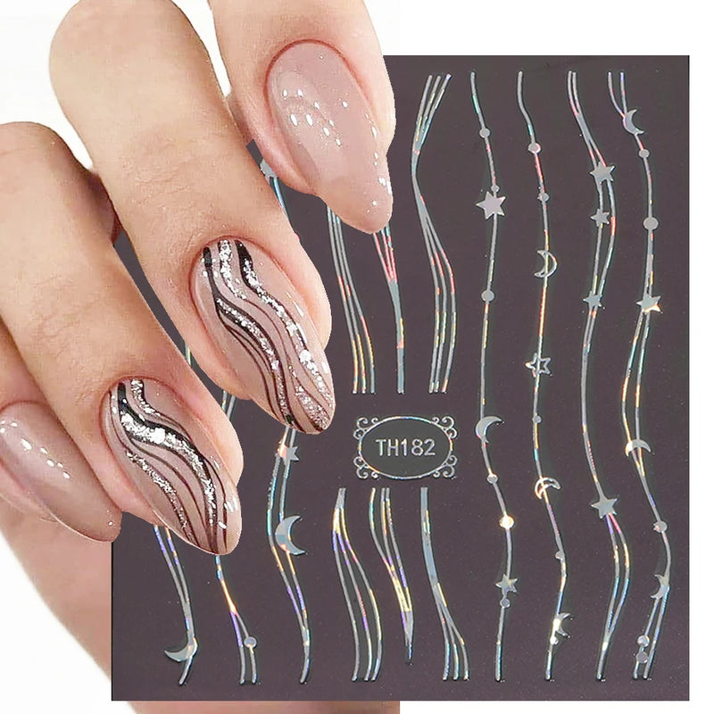 3D Gradient French Line Nail Stickers – Elegant DIY Nail Art Decals for French Tips & More