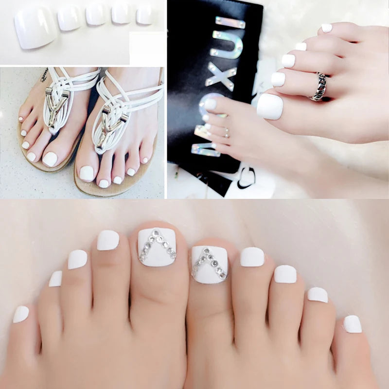 5 Sets/lot Full Cover Toe Nail Tips Detachable Short Acrylic Toe Nails Artificial Toe False Nails