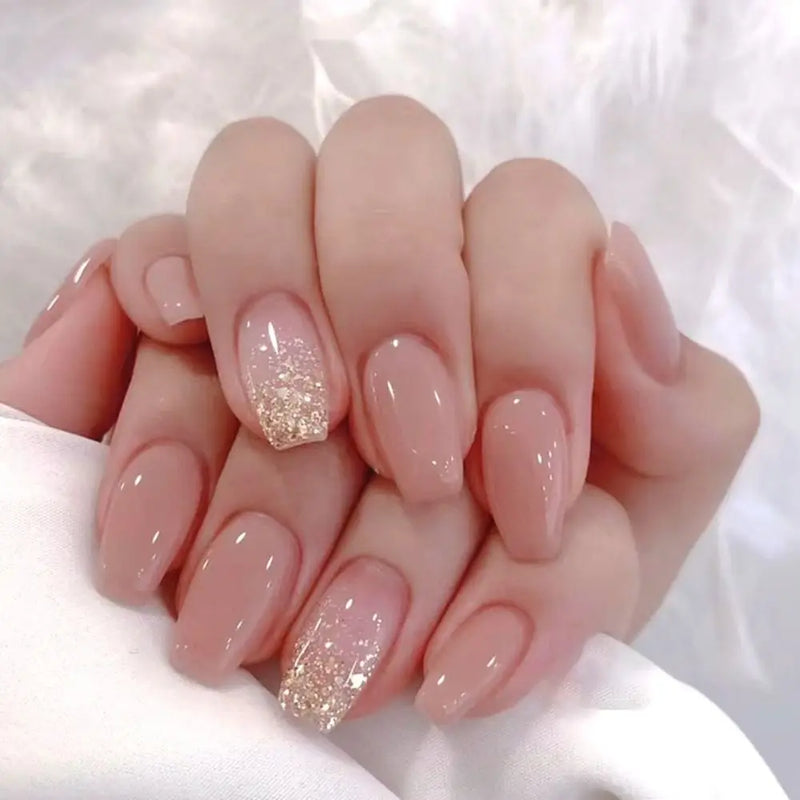 24pcs Gradient Fake Nails – French Ballerina Coffin Press-On Nails