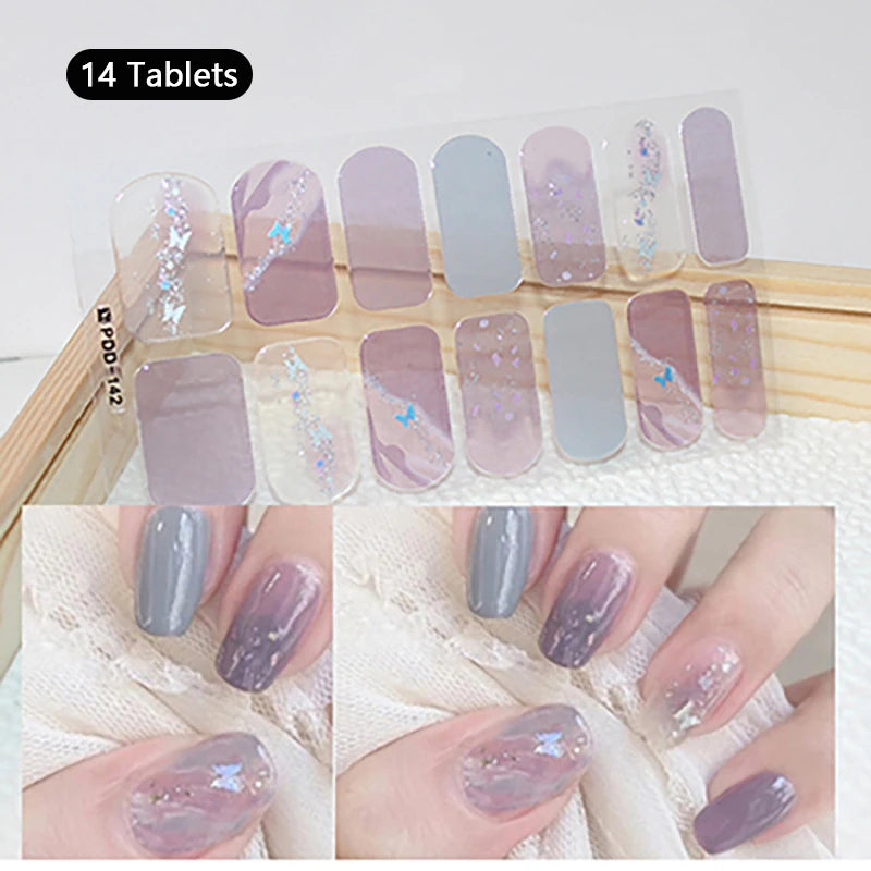 Pink Nude Full Cover Nail Stickers – Gradient Self-Adhesive Nail Wraps