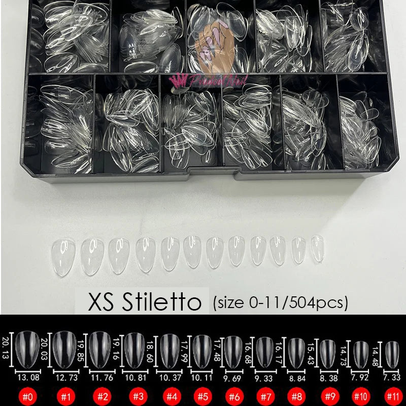 Gel X Nails Extension System - Full Cover Sculpted Clear Medium Coffin Nail Tips for Press-On Nails