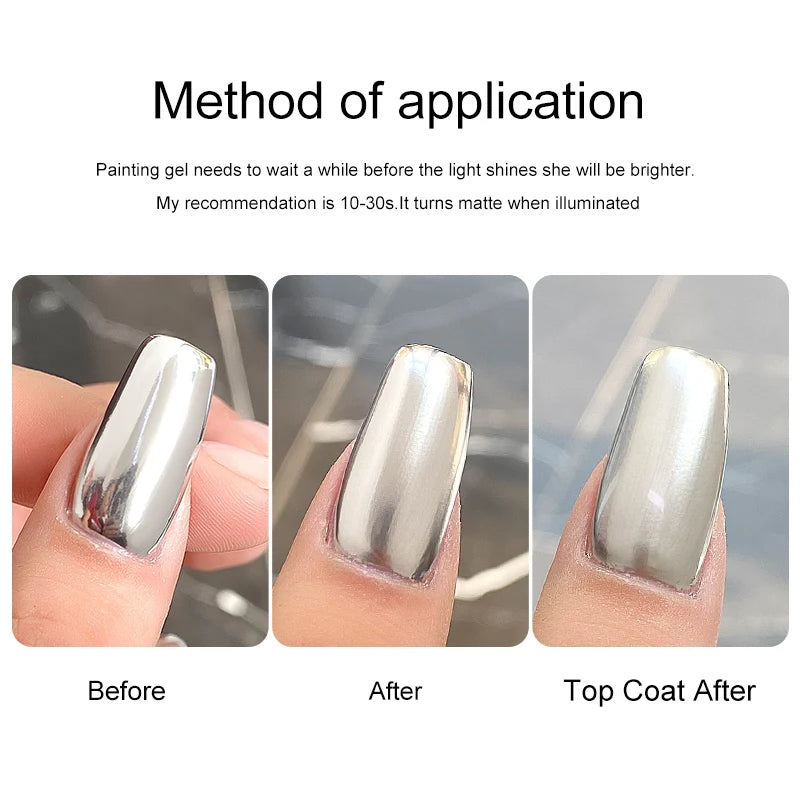 AS 5ml Silver Metallic Painting Liner Gel Polish – Super Bright Mirror Gel for French Nails