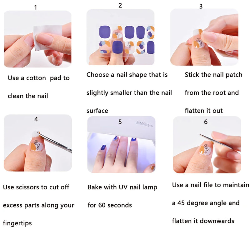 16 Tips UV Semi-Cured Nail Stickers – White & Pink Gel Polish Wraps, Full Cover Adhesive Decals