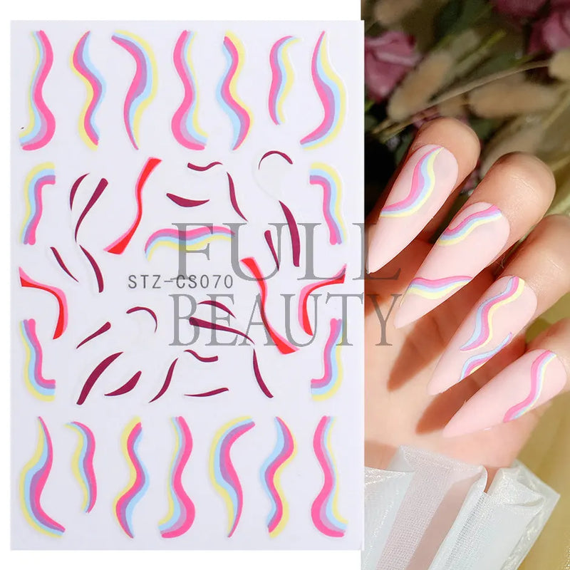 3D Nail Stickers – Self-Adhesive Nail Decals for DIY Manicure & Nail Art Decoration