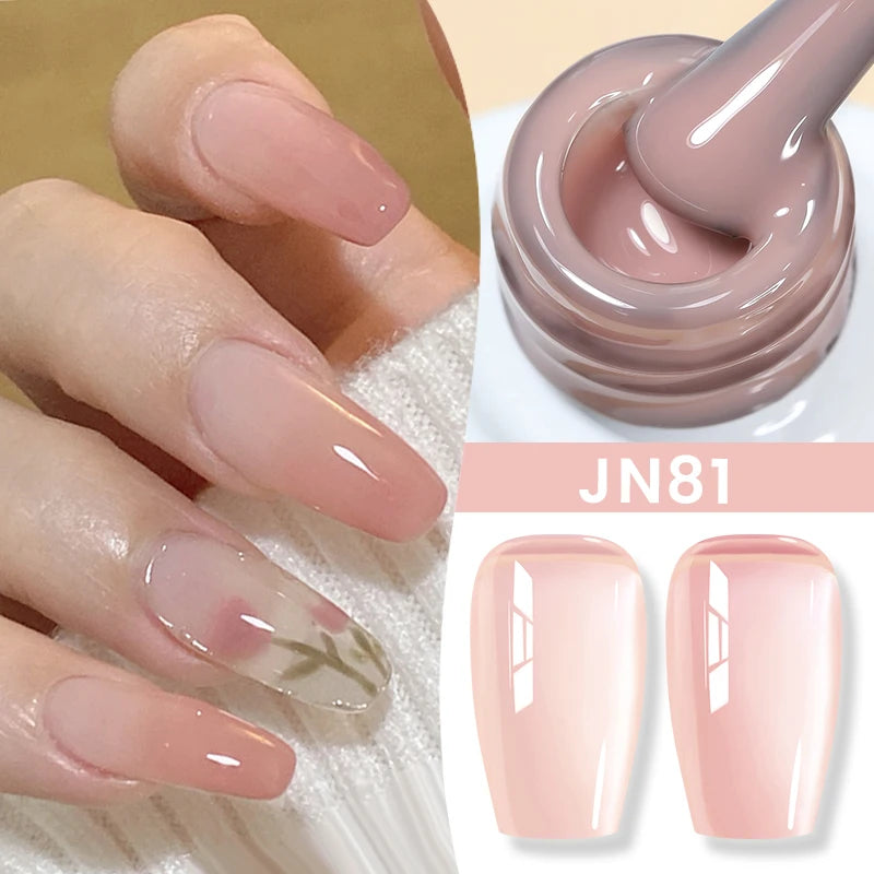 BORN PRETTY Jelly Nude Gel Nail Polish 10ml - Light Pink Peach Translucent UV Gel Varnish