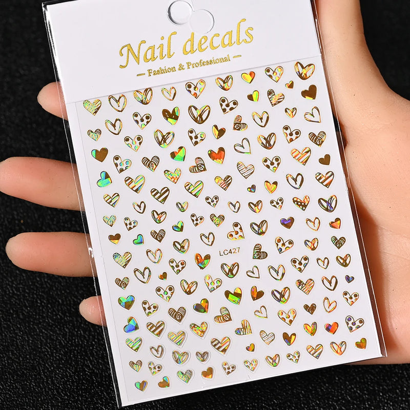 3D Gold Sun/Moon/Star Bronzing Nail Art Stickers – Gold & Silver Self-Adhesive Decals