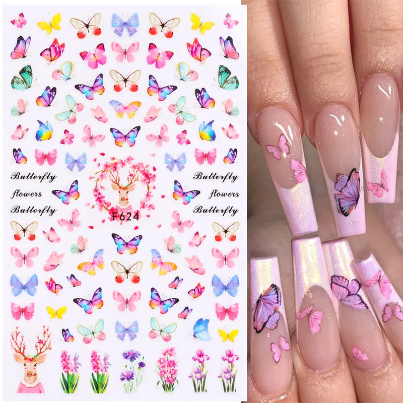 3D Fashion Poster Portrait Flower Nail Art Stickers – DIY Nail Decals