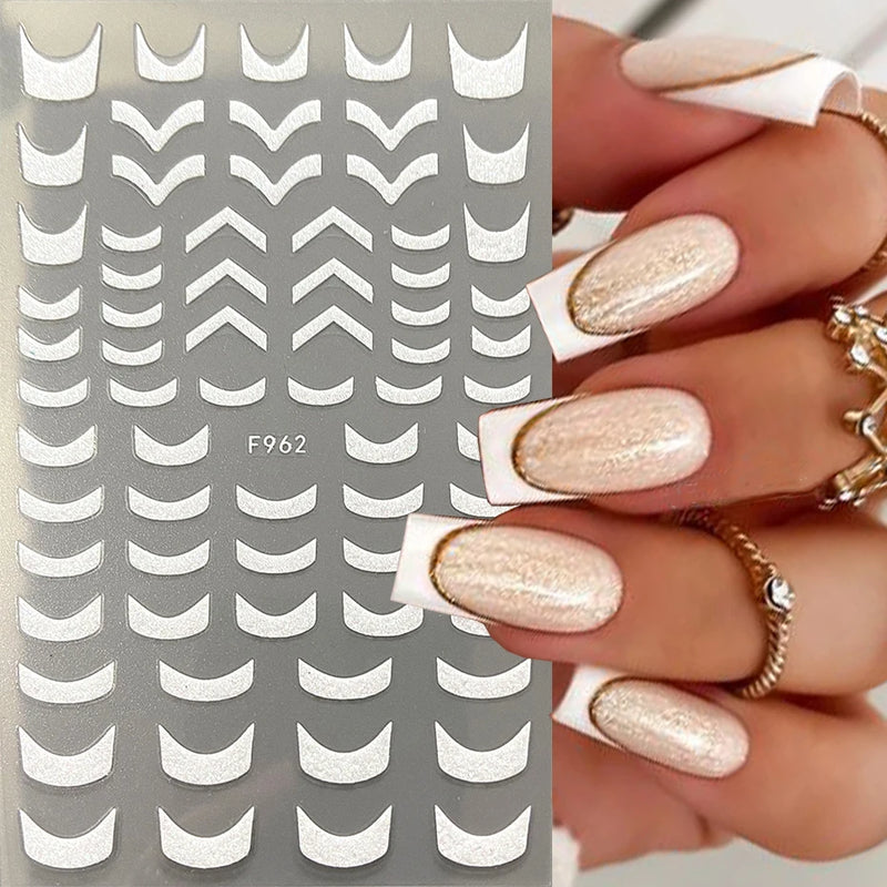 3D Gradient French Line Nail Stickers – Elegant DIY Nail Art Decals for French Tips & More