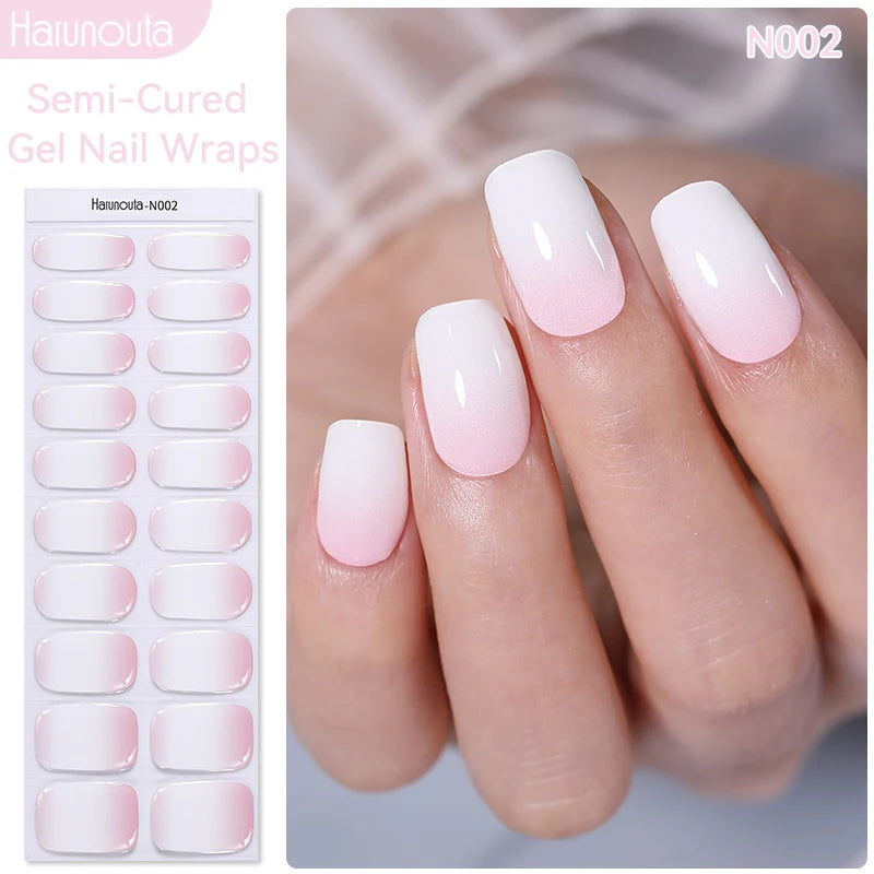 Harunouta Milky Jelly White Semi-Cured Gel Nail Wraps – 20 Tips