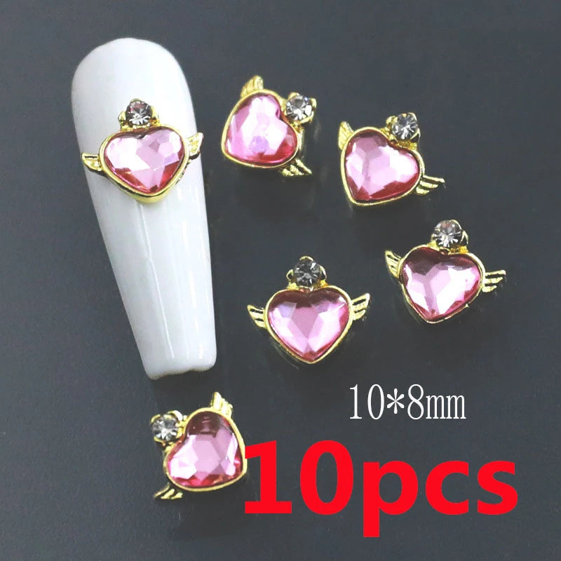 1 Bag Random Luxury Nail Art Dangle Jewelry  (Heart Bowknot)  Mixed Style 3D Nail Art Charms Tassel