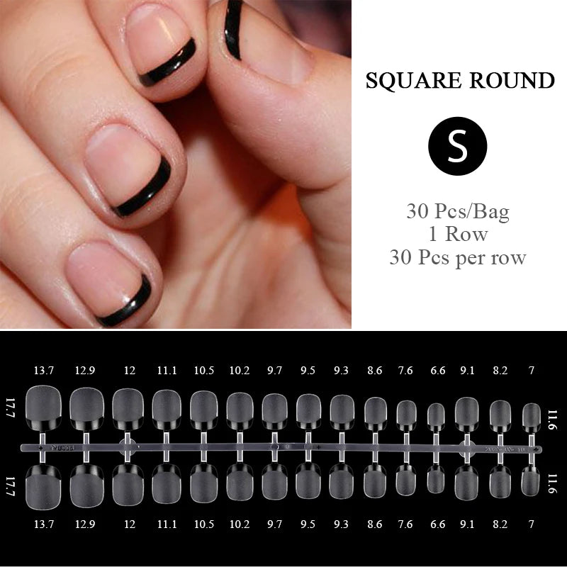 30Pcs French Gradient Short Coffin Nails – Nude Colour Full Cover Press-On Fake Nails