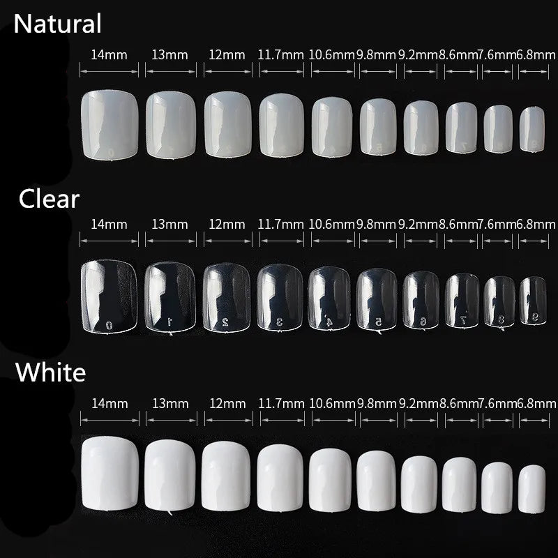 500Pcs Clear White Natural Round Cover French False Acrylic Nail Tips UV Gel Manicure Ultra Flexible