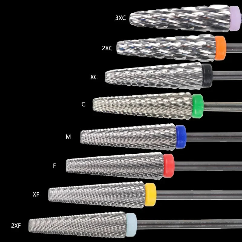 5 In 1 Bits Extra Long Tungsten Steel Nail Drill Bits Milling Cutter For Nail Polish Glue UV Gel