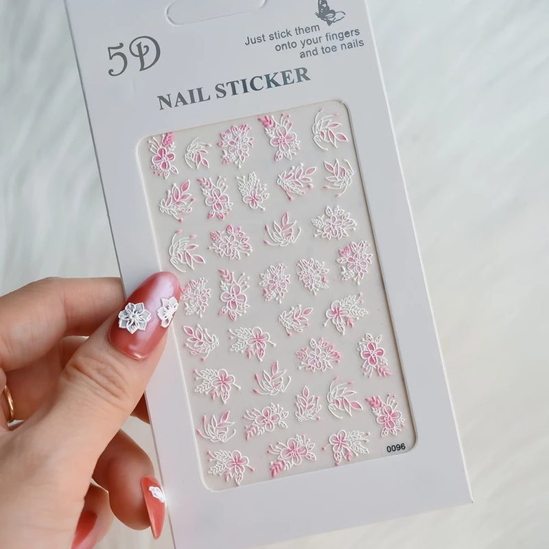 PC 3D Macaron Flower/Fruit Nail Charms Sticker - Embossed Designs Slider Decals