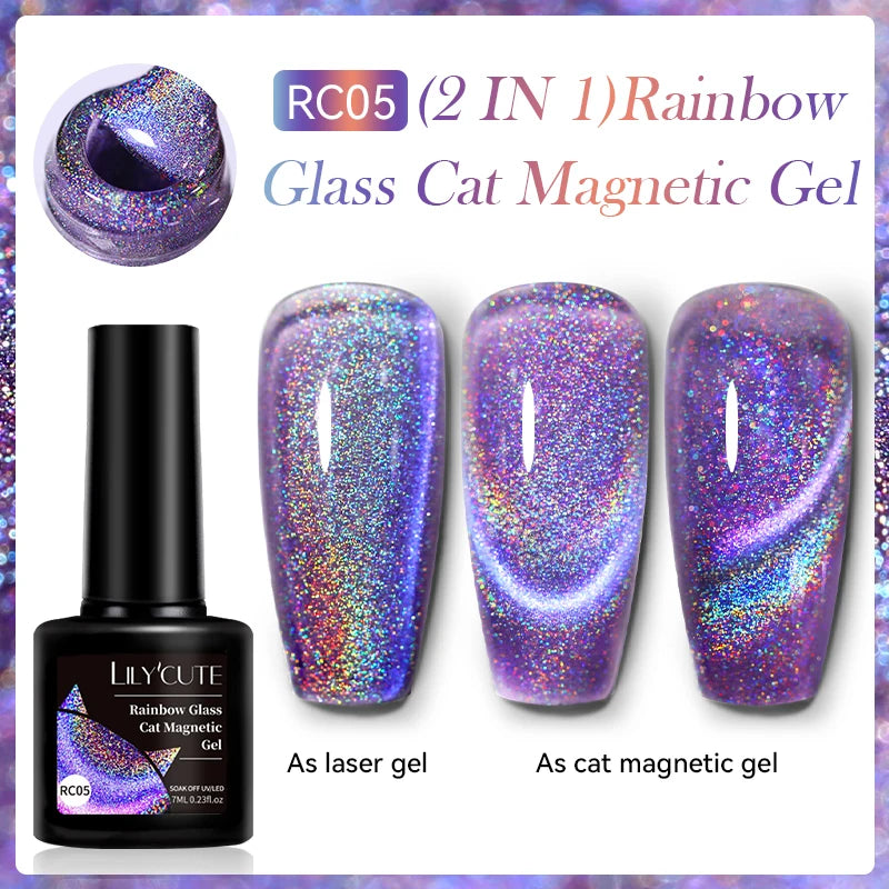 LILYCUTE 7ml Platinum Cat Eye Gel Polish – Rose Gold Foil Effect, Magnetic UV Gel for Nail Art