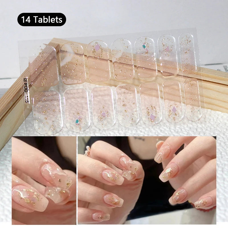 Pink Nude Full Cover Nail Stickers – Gradient Self-Adhesive Nail Wraps