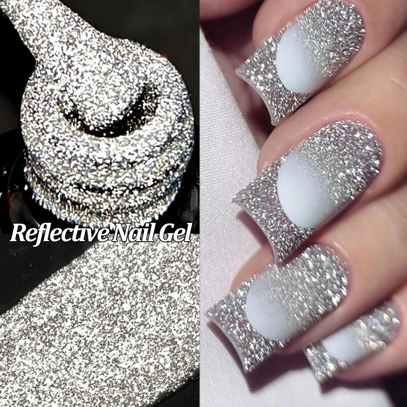 LILYCUTE 7ml Super Bright Metallic Gel Polish – Silver Mirror Effect