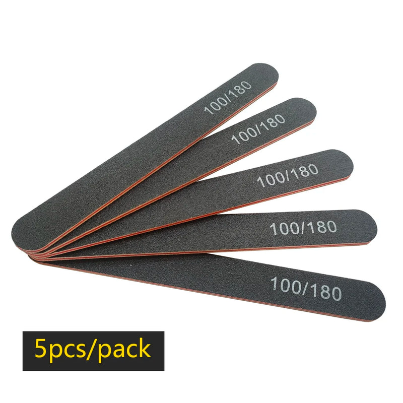 Professional 100/180 Grit Half-Moon Nail File Buffer – Double-Sided Sandpaper for Gel & Acrylic Nails