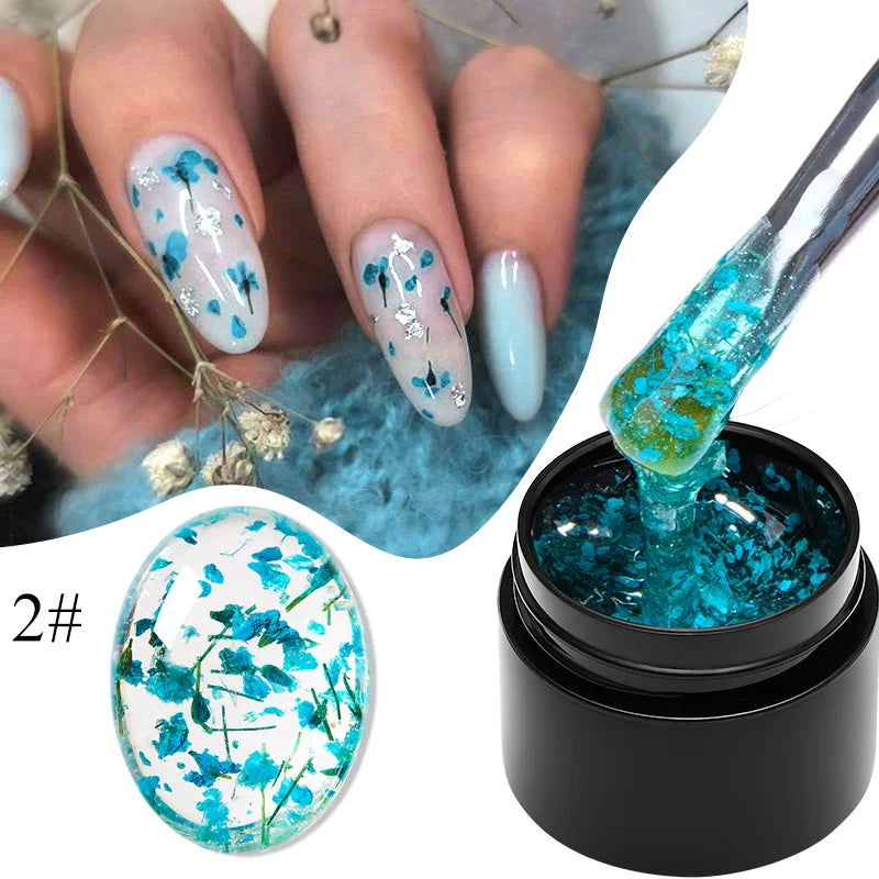 MEET ACROSS 5ml Pink Dried Flower Gel Nail Polish – Natural Flower Fairy Nail Art