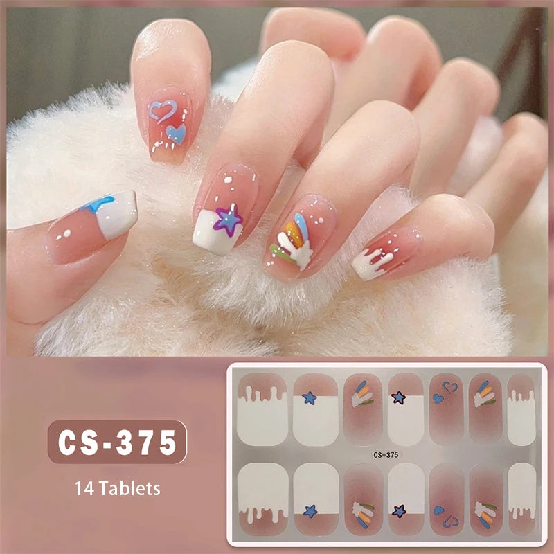 Full Cover Gel Nail Wraps – Easy Adhesive Press-On Nail Stickers in Various Colours