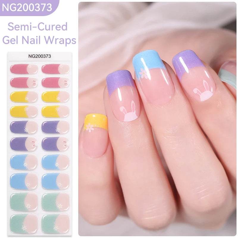 Harunouta Milky Jelly White Semi-Cured Gel Nail Wraps – 20 Tips